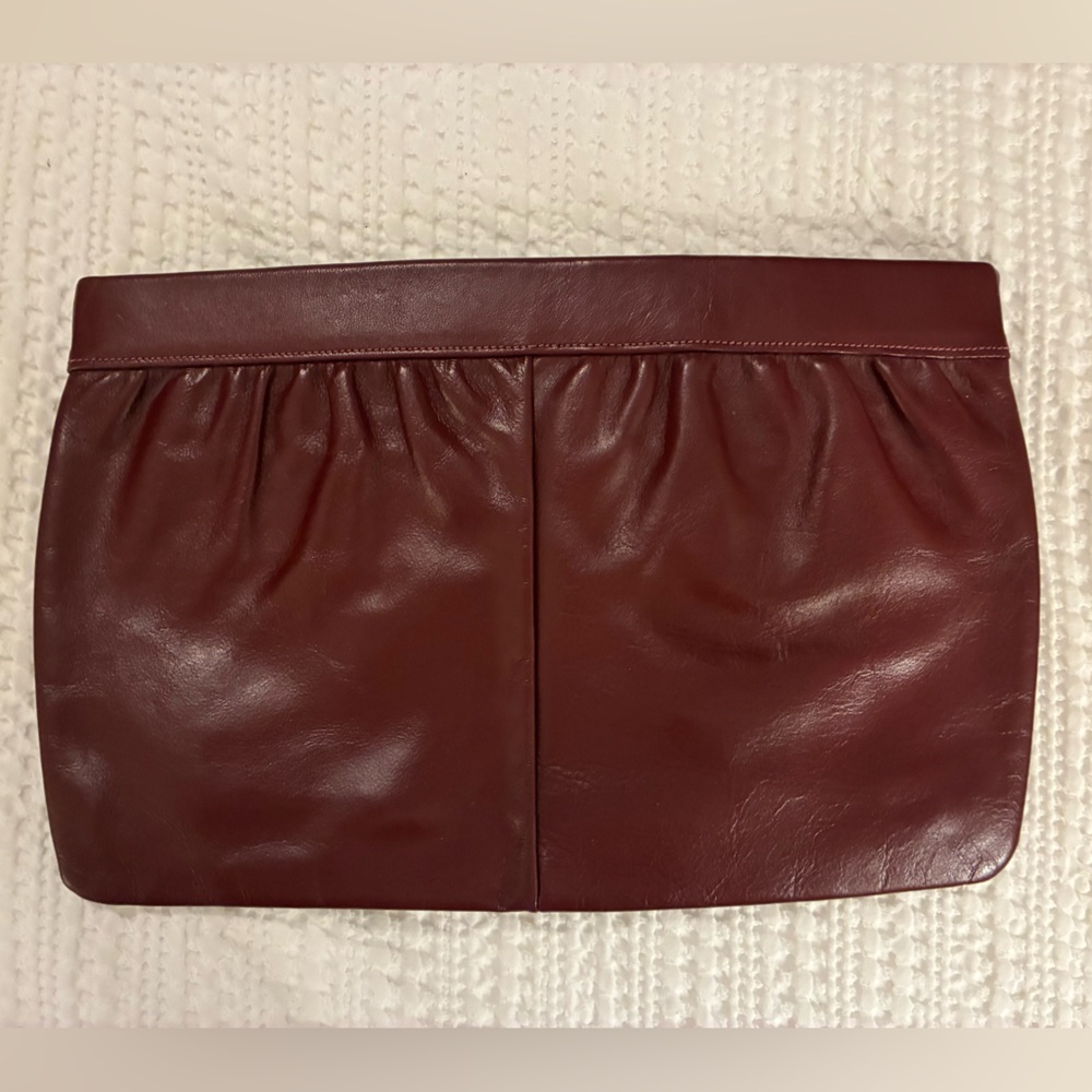 Vintage Leather Clutch in Deep Burgundy by Etra